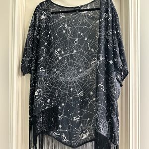 Torrid Constellation Fringe Kimono Size 1